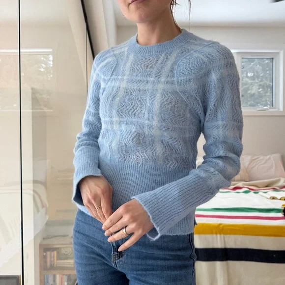 Phillip Lim Alpaca blend blue pointelle knit sweater xs-s - Picture 1 of 14